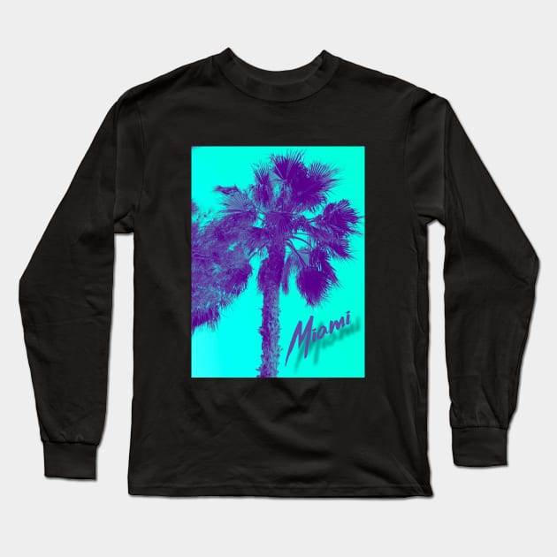 Retro Miami Long Sleeve T-Shirt by Lvl256art